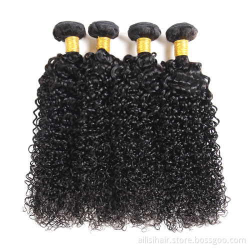 Hair Bundle Raw Virgin Cuticle Aligned 8A Human Hair Bundle With Closure  Jerry Curls Brazilian Hair Bundle With Closure